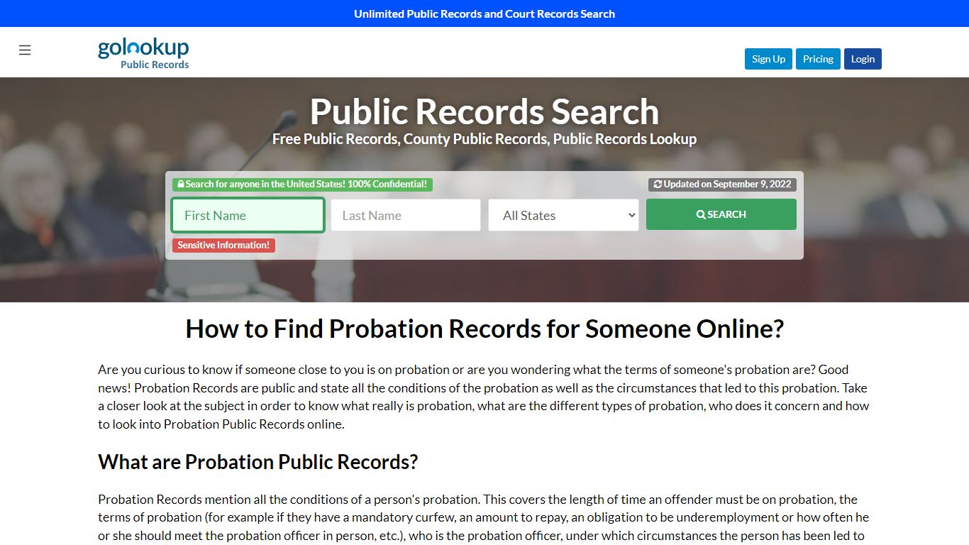 Probation Public Records, Public Probation Records - GoLookUp